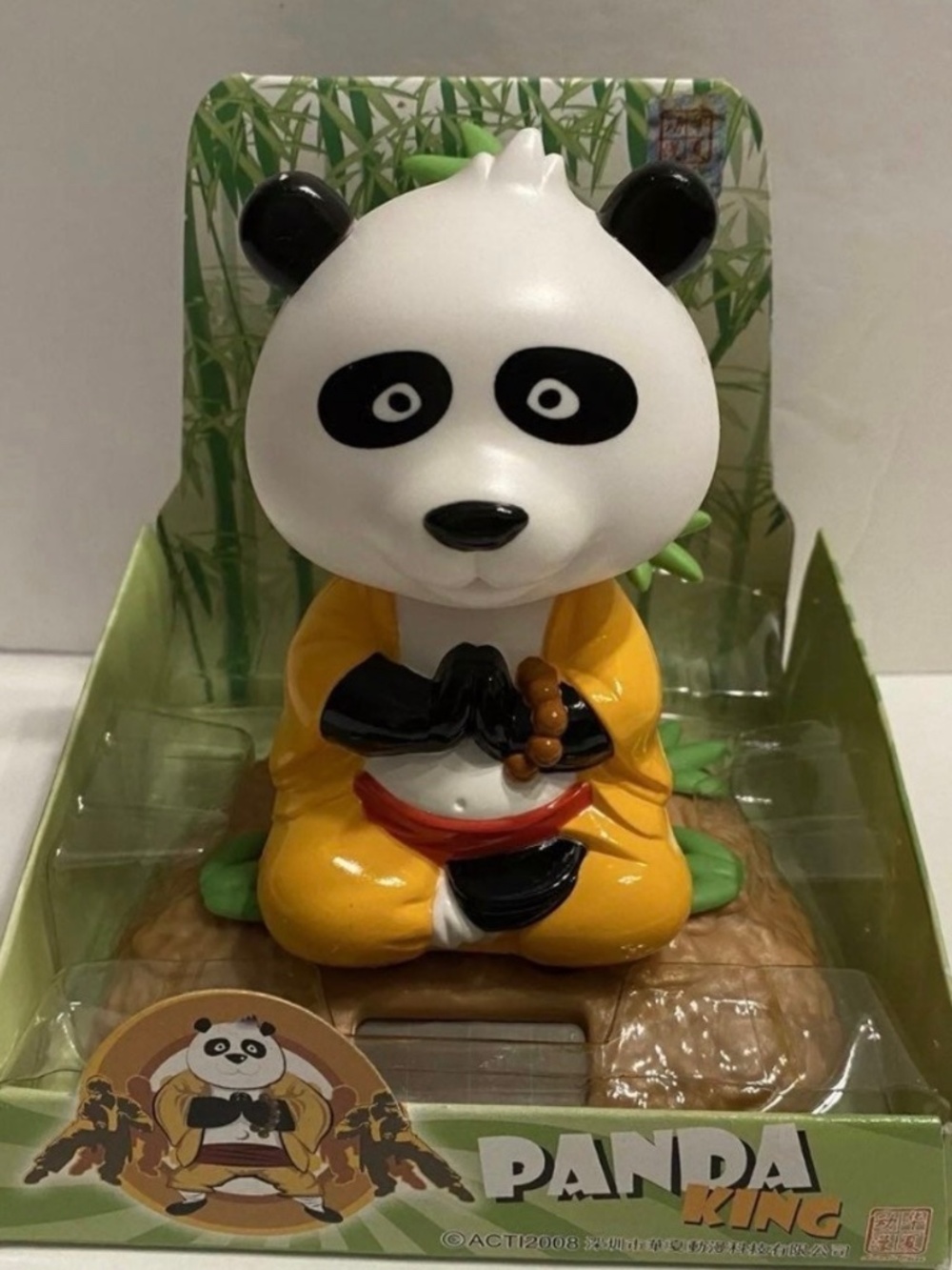 Solar powered king fu panda king figurine toy. 5” H.New